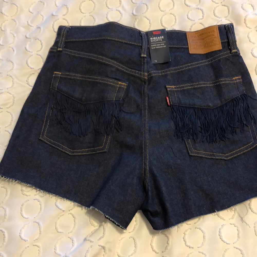 Levi’s rib cage shorts with fringe pockets